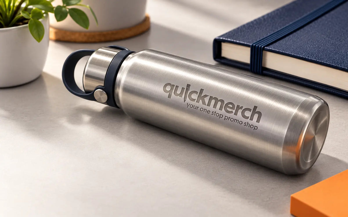 QuickMerch logo laser engraved on promotional metal pen