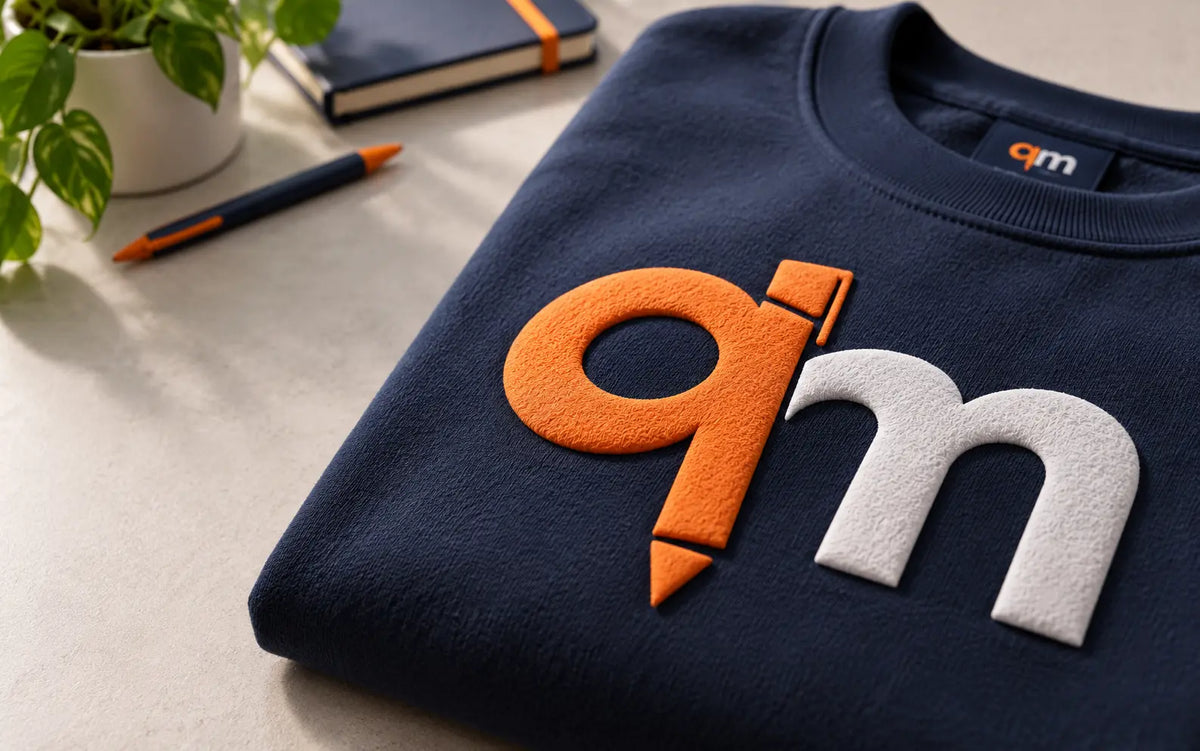 Raised QuickMerch puff print on premium apparel