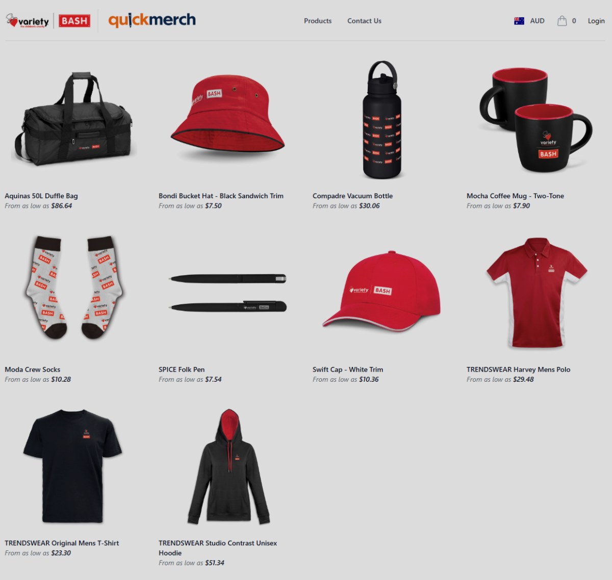 This is a mockup of what your own charity's brand store page might look like
